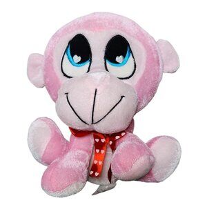 Peek-A-Boo Toys Pink Valentine's Day Monkey Plush Stuffed Animal Sewn Eyes Velve